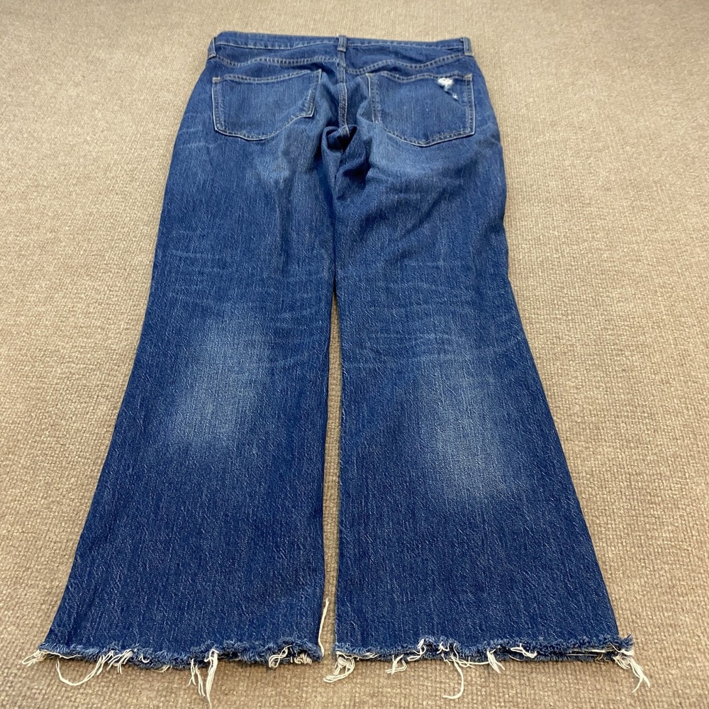 Gap Ankle Flare Wide Leg Jeans Womens 6 Blue Med Wash Distressed Boho Fringe